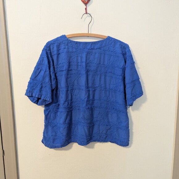 Vintage Cottonseed Textured Wood Button Down Shirt Short Sleeve Boxy Lagenlook - Picture 4 of 7